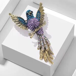 Hummingbird Gold Purple Brooch
